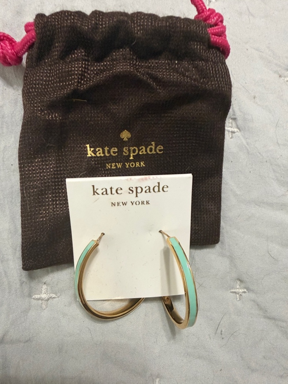 kate spade New York Mint Enamel Hoop Earrings